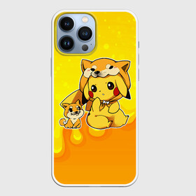 Чехол для iPhone 13 Pro Max с принтом Пикачу и корги в Белгороде,  |  | anime | picachu | pikachu | аниме | милый | пика | пикачу | покебол | покемон