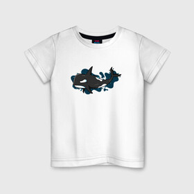 Детская футболка хлопок с принтом Косатка в Белгороде, 100% хлопок | круглый вырез горловины, полуприлегающий силуэт, длина до линии бедер | Тематика изображения на принте: whale | кит | косатка | косатки | море | морские