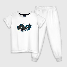 Детская пижама хлопок с принтом Косатка в Белгороде, 100% хлопок |  брюки и футболка прямого кроя, без карманов, на брюках мягкая резинка на поясе и по низу штанин
 | Тематика изображения на принте: whale | кит | косатка | косатки | море | морские