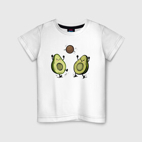 Детская футболка хлопок с принтом Кавай авокадо в Белгороде, 100% хлопок | круглый вырез горловины, полуприлегающий силуэт, длина до линии бедер | Тематика изображения на принте: kawai | авакадо | авокадо | каваи | кавайные рисунки | мяч