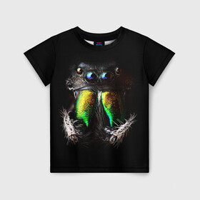 Детская футболка 3D с принтом ПАУК МАКРО СЪЕМКА в Белгороде, 100% гипоаллергенный полиэфир | прямой крой, круглый вырез горловины, длина до линии бедер, чуть спущенное плечо, ткань немного тянется | tegunvteg | глаза | животные | насекомые | паук | природа