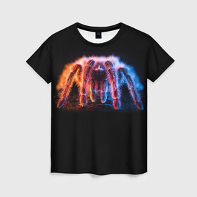 Женская футболка 3D с принтом НЕОНОВЫЙ ПАУК  NEON в Белгороде, 100% полиэфир ( синтетическое хлопкоподобное полотно) | прямой крой, круглый вырез горловины, длина до линии бедер | tegunvteg | глаза | животные | макро | насекомые | паук | природа