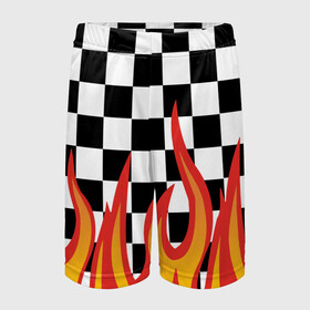 Детские спортивные шорты 3D с принтом ОГОНЬ УЗОР PATTERN в Белгороде,  100% полиэстер
 | пояс оформлен широкой мягкой резинкой, ткань тянется
 | fire | pattern | искры | огонь | пламя | пожар. | текстура огня | узор | шахматы