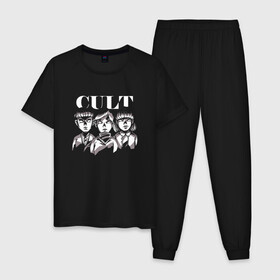 Мужская пижама хлопок с принтом Kid Cult Детский культ Ужасы в Белгороде, 100% хлопок | брюки и футболка прямого кроя, без карманов, на брюках мягкая резинка на поясе и по низу штанин
 | Тематика изображения на принте: devil | fear | horror | horror merch | occult | religion | ritual | satanic | satanism | демон | дети | дети кукурузы | детский культ | дьявол | культизм | оккультизм | прикол | религия | ритуал | сатана | сатанизм | секта | ужас | ужастик