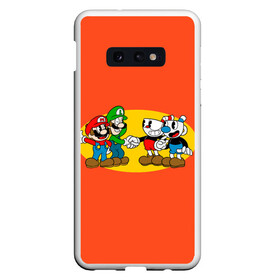 Чехол для Samsung S10E с принтом CupHead x Mario в Белгороде, Силикон | Область печати: задняя сторона чехла, без боковых панелей | Тематика изображения на принте: arkade | cup head | cuphead | game | games | mario | аркада | игра | игры | кап хэд | капхед | купа хэд | марио | сгз руфв | сгзруфв | чашкоголовый