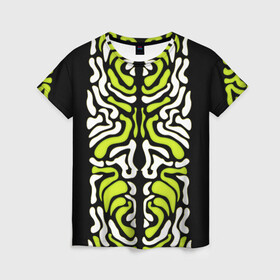 Женская футболка 3D с принтом УФО УЗОР в Белгороде, 100% полиэфир ( синтетическое хлопкоподобное полотно) | прямой крой, круглый вырез горловины, длина до линии бедер | абстракция | инопланетянин | киберпанк | костюм | необычное | пришельцы | узор | фантастика