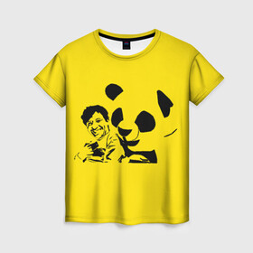 Женская футболка 3D с принтом Панда в Белгороде, 100% полиэфир ( синтетическое хлопкоподобное полотно) | прямой крой, круглый вырез горловины, длина до линии бедер | добрый | забавный | китай | медведь | пушистый | черно белый