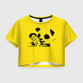 Женская футболка Crop-top 3D с принтом Панда в Белгороде, 100% полиэстер | круглая горловина, длина футболки до линии талии, рукава с отворотами | добрый | забавный | китай | медведь | пушистый | черно белый