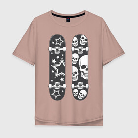 Мужская футболка хлопок Oversize с принтом Skateboard в Белгороде, 100% хлопок | свободный крой, круглый ворот, “спинка” длиннее передней части | доска | звезда | скейт | скейтборд | череп