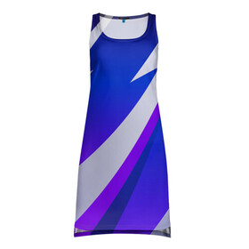 Платье-майка 3D с принтом SPORT STYLE BLUE в Белгороде, 100% полиэстер | полуприлегающий силуэт, широкие бретели, круглый вырез горловины, удлиненный подол сзади. | 3d | 3д | sport | абстракция | линии | паттерн | соты | спортивный стиль | текстуры