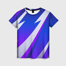 Женская футболка 3D с принтом SPORT STYLE BLUE в Белгороде, 100% полиэфир ( синтетическое хлопкоподобное полотно) | прямой крой, круглый вырез горловины, длина до линии бедер | 3d | 3д | sport | абстракция | линии | паттерн | соты | спортивный стиль | текстуры