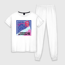 Женская пижама хлопок с принтом Скейт Бесконечность Каору в Белгороде, 100% хлопок | брюки и футболка прямого кроя, без карманов, на брюках мягкая резинка на поясе и по низу штанин | anime | blossom | cherry | kaoru | sakurayashiki | sk8 | sk8 the infinity | аниме | блоссом | граффити | каору | манга | на скейте в бесконечность | сакураясики | скейт | скейт бесконечность | скейтборд | скейтбординг | скейтер