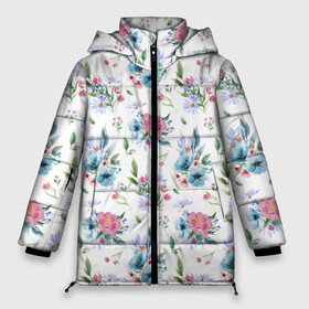 Женская зимняя куртка Oversize с принтом Весенние акварельные цветы в Белгороде, верх — 100% полиэстер; подкладка — 100% полиэстер; утеплитель — 100% полиэстер | длина ниже бедра, силуэт Оверсайз. Есть воротник-стойка, отстегивающийся капюшон и ветрозащитная планка. 

Боковые карманы с листочкой на кнопках и внутренний карман на молнии | Тематика изображения на принте: flowers art | illustration | pattern | spring | summer | watercolor | wildflowers | акварель | акварельные краски | акварельный рисунок | букет | бутоны | весна | лето | полевые цветы | узор из цветов | цветочная иллюстрация