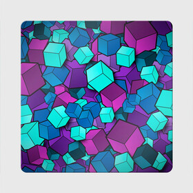 Магнит виниловый Квадрат с принтом СИРЕНЕВЫЕ КУБЫ в Белгороде, полимерный материал с магнитным слоем | размер 9*9 см, закругленные углы | Тематика изображения на принте: blue | cube | geometry | геометрия | квадраты | кубики | кубы | паттерн | синий | сиреневый | текстуры | фиолетовый