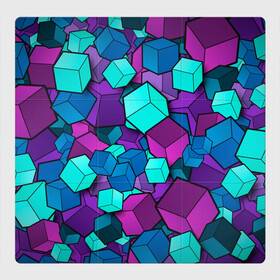 Магнитный плакат 3Х3 с принтом СИРЕНЕВЫЕ КУБЫ в Белгороде, Полимерный материал с магнитным слоем | 9 деталей размером 9*9 см | Тематика изображения на принте: blue | cube | geometry | геометрия | квадраты | кубики | кубы | паттерн | синий | сиреневый | текстуры | фиолетовый