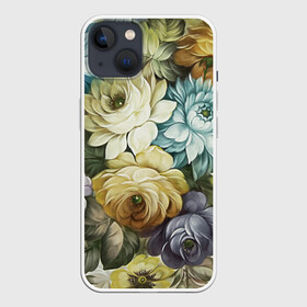 Чехол для iPhone 13 с принтом Цветы на белом фоне в Белгороде,  |  | декоративная роспись | живопись | жостово | жостовская роспись | розы | цветы