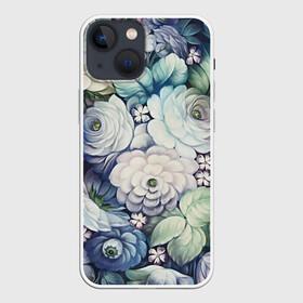 Чехол для iPhone 13 mini с принтом Цветы на синем фоне в Белгороде,  |  | декоративная роспись | живопись | жостово | жостовская роспись | розы | цветы