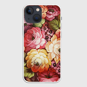 Чехол для iPhone 13 mini с принтом Цветы на красном фоне в Белгороде,  |  | декоративная роспись | живопись | жостово | жостовская роспись | розы | цветы