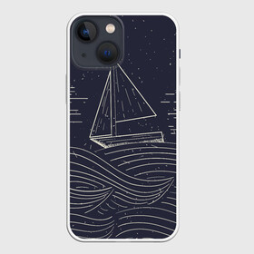 Чехол для iPhone 13 mini с принтом Одинокий корабль в море в Белгороде,  |  | alone | sailboat | ship | ships | волны | кораблик | корабль | лодка | ночь | одинокий | парус | парусная лодка