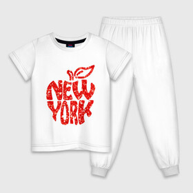 Детская пижама хлопок с принтом NEW YORK в Белгороде, 100% хлопок |  брюки и футболка прямого кроя, без карманов, на брюках мягкая резинка на поясе и по низу штанин
 | big apple | city | new york | red | tourist | usa | большое яблоко | город | надпись | нью йорк | сша | текст | туризм