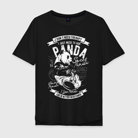 Мужская футболка хлопок Oversize с принтом Панда Sweet panda в Белгороде, 100% хлопок | свободный крой, круглый ворот, “спинка” длиннее передней части | Тематика изображения на принте: bear | panda | животные | звери | медведь | мишка | панда | панды | природа