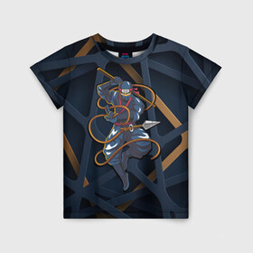 Детская футболка 3D с принтом Ниндзя в Белгороде, 100% гипоаллергенный полиэфир | прямой крой, круглый вырез горловины, длина до линии бедер, чуть спущенное плечо, ткань немного тянется | ninja | воин | искусство | линии | ниндзюцу | ниндзя | паутина | скрытость | шпион | япония