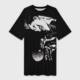 Платье-футболка 3D с принтом Рюк и яблоко  Death Note в Белгороде,  |  | anime | death note | death note type | l | tegunvteg | аниме | деад нот | деад ноте | игра | лайт ягами | лого | логотип | персонаж | рюк