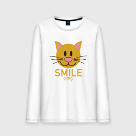 Мужской лонгслив хлопок с принтом Smile Cat в Белгороде, 100% хлопок |  | animal | cat | cute | kitty | meow | smile | друг | животные | киска | китти | кот | котенок | котик | котэ | кошечка | кошка | милый | мур | мяу | питомец