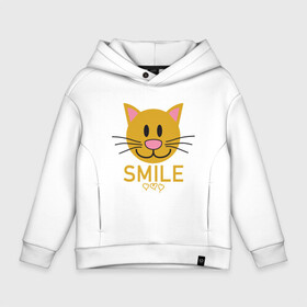 Детское худи Oversize хлопок с принтом Smile Cat в Белгороде, френч-терри — 70% хлопок, 30% полиэстер. Мягкий теплый начес внутри —100% хлопок | боковые карманы, эластичные манжеты и нижняя кромка, капюшон на магнитной кнопке | Тематика изображения на принте: animal | cat | cute | kitty | meow | smile | друг | животные | киска | китти | кот | котенок | котик | котэ | кошечка | кошка | милый | мур | мяу | питомец