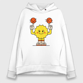 Женское худи Oversize хлопок с принтом Sun Basketball в Белгороде, френч-терри — 70% хлопок, 30% полиэстер. Мягкий теплый начес внутри —100% хлопок | боковые карманы, эластичные манжеты и нижняя кромка, капюшон на магнитной кнопке | Тематика изображения на принте: basketball | game | nba | sport | streetball | sun | баскетбол | баскетболист | игра | игрок | мяч | нба | солнце | спорт | стритбол | тренер