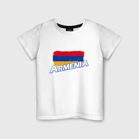 Детская футболка хлопок с принтом Armenia Flag в Белгороде, 100% хлопок | круглый вырез горловины, полуприлегающий силуэт, длина до линии бедер | Тематика изображения на принте: armenia | armenya | арарат | армения | армяне | армянин | арцах | горы | ереван | кавказ | народ | саркисян | ссср | страна | флаг