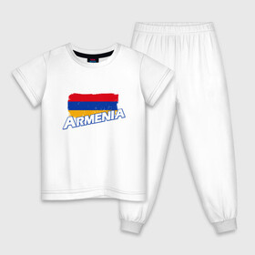 Детская пижама хлопок с принтом Armenia Flag в Белгороде, 100% хлопок |  брюки и футболка прямого кроя, без карманов, на брюках мягкая резинка на поясе и по низу штанин
 | armenia | armenya | арарат | армения | армяне | армянин | арцах | горы | ереван | кавказ | народ | саркисян | ссср | страна | флаг