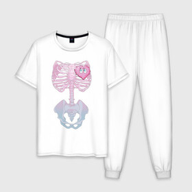 Мужская пижама хлопок с принтом yumemi riamu (Риаму Юмэми) в Белгороде, 100% хлопок | брюки и футболка прямого кроя, без карманов, на брюках мягкая резинка на поясе и по низу штанин
 | anime | yumemi riamu | аниме | девушки золушки | риаму юмэми | сердце | скелет | хэллоуин