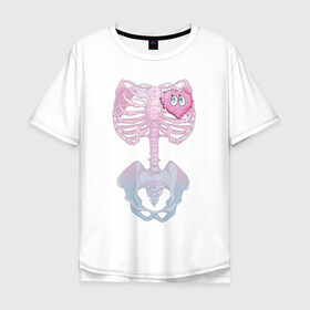 Мужская футболка хлопок Oversize с принтом yumemi riamu (Риаму Юмэми) в Белгороде, 100% хлопок | свободный крой, круглый ворот, “спинка” длиннее передней части | anime | yumemi riamu | аниме | девушки золушки | риаму юмэми | сердце | скелет | хэллоуин