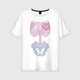 Женская футболка хлопок Oversize с принтом yumemi riamu (Риаму Юмэми) в Белгороде, 100% хлопок | свободный крой, круглый ворот, спущенный рукав, длина до линии бедер
 | Тематика изображения на принте: anime | yumemi riamu | аниме | девушки золушки | риаму юмэми | сердце | скелет | хэллоуин