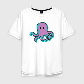 Мужская футболка хлопок Oversize с принтом Осьминог в Белгороде, 100% хлопок | свободный крой, круглый ворот, “спинка” длиннее передней части | cute | octopus | милый | морское | осьминог | осьминожка | паттерн | тентакли | щупальца