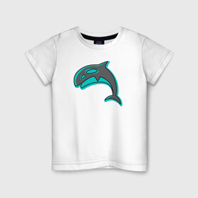 Детская футболка хлопок с принтом Косатка в Белгороде, 100% хлопок | круглый вырез горловины, полуприлегающий силуэт, длина до линии бедер | Тематика изображения на принте: whale | кит | косатка | косатки | море | морские
