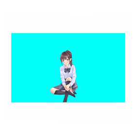 Бумага для упаковки 3D с принтом Anime girl в Белгороде, пластик и полированная сталь | круглая форма, металлическое крепление в виде кольца | anime girl | green | аниме | аниме тян на бирюзовом фоне | зеленый фон