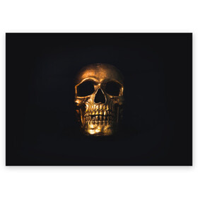 Поздравительная открытка с принтом Golden Skull в Белгороде, 100% бумага | плотность бумаги 280 г/м2, матовая, на обратной стороне линовка и место для марки
 | Тематика изображения на принте: golden | midas | skull | иллюстрация | черепа