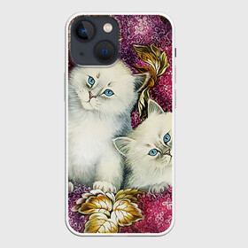 Чехол для iPhone 13 mini с принтом Два котенка в Белгороде,  |  | декоративная роспись | живопись | жостово | жостовская роспись | кошки