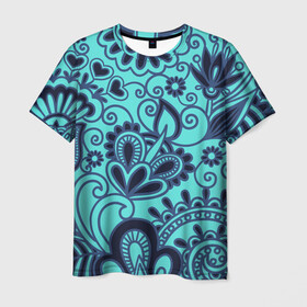 Мужская футболка 3D с принтом КрасиВая ХохЛома в Белгороде, 100% полиэфир | прямой крой, круглый вырез горловины, длина до линии бедер | красивая | кружево | рисунок | узоры | хохлома | цветы