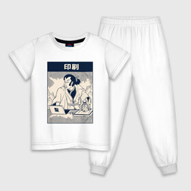Детская пижама хлопок с принтом Картина Самурай с 3D принтером в Белгороде, 100% хлопок |  брюки и футболка прямого кроя, без карманов, на брюках мягкая резинка на поясе и по низу штанин
 | 3д принтер | art | cat | cyberpunk samurai | neko | ninja | oni | ronin | samurai | shogun | арт | киберпанк самурай | мерч | мужик | мужчина | неко | прикол | путь воина | путь война | ронин | сёгун | сепукку | токио | харакири