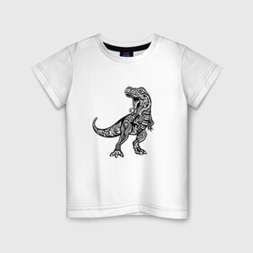 Детская футболка хлопок с принтом Тираннозавр узор Мандала в Белгороде, 100% хлопок | круглый вырез горловины, полуприлегающий силуэт, длина до линии бедер | art | ethnic | grunge | mandala | pattern | pop culture | rex | science | t rex | tribal | tyrannosaurus rex | vintage | арт | вензеля | винтаж | гранж | динозавр | наука | паттерн | популярная культура | теропод | ти рекс | тиранозавр | тирекс | хищник |