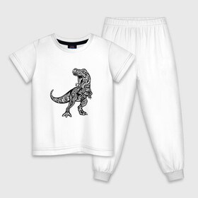 Детская пижама хлопок с принтом Тираннозавр узор Мандала в Белгороде, 100% хлопок |  брюки и футболка прямого кроя, без карманов, на брюках мягкая резинка на поясе и по низу штанин
 | Тематика изображения на принте: art | ethnic | grunge | mandala | pattern | pop culture | rex | science | t rex | tribal | tyrannosaurus rex | vintage | арт | вензеля | винтаж | гранж | динозавр | наука | паттерн | популярная культура | теропод | ти рекс | тиранозавр | тирекс | хищник |