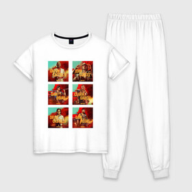 Женская пижама хлопок с принтом Far Cry Posters в Белгороде, 100% хлопок | брюки и футболка прямого кроя, без карманов, на брюках мягкая резинка на поясе и по низу штанин | games | poster | ubisoft | дани | диего | яра