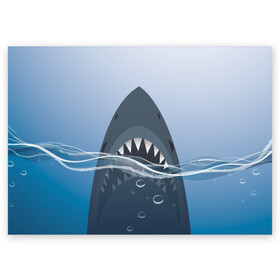 Поздравительная открытка с принтом Акула под водой в Белгороде, 100% бумага | плотность бумаги 280 г/м2, матовая, на обратной стороне линовка и место для марки
 | shark | акула | акулы | жители | клыки | море | морские | океан | рыба