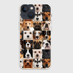 Чехол для iPhone 13 mini с принтом Я ЛЮБЛЮ СОБАК   I LOVE DOGS в Белгороде,  |  | Тематика изображения на принте: collage dogs | dogs | i love dogs | домашние животные | друзья наши младшие | коллаж | собаки | собачки. | я люблю собак
