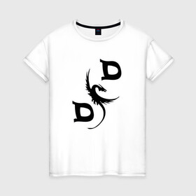 Женская футболка хлопок с принтом D&D | Dragon  в Белгороде, 100% хлопок | прямой крой, круглый вырез горловины, длина до линии бедер, слегка спущенное плечо | dd | dragon | dungeons and dragons | днд | дракон | подземелья и драконы