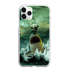 Чехол для iPhone 11 Pro Max матовый с принтом Shark Attack | Акула атакует в Белгороде, Силикон |  | attack | shark | акула | атака | парашютист | челюсти