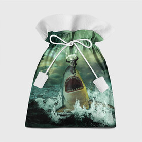 Подарочный 3D мешок с принтом Shark Attack | Акула атакует в Белгороде, 100% полиэстер | Размер: 29*39 см | attack | shark | акула | атака | парашютист | челюсти